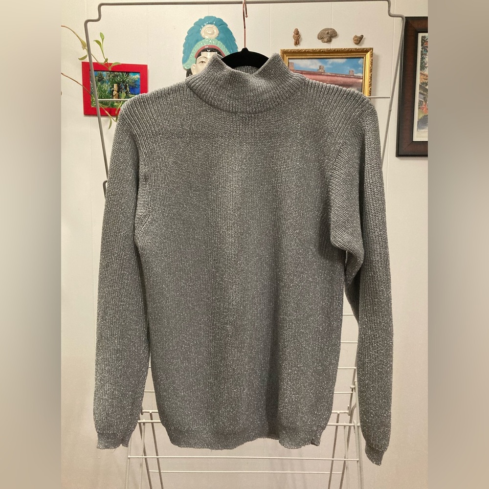 80s Vintage Effeci Creazioni Silver Sparkle Mockneck Sweater